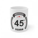 Ceramic 45th Anniversary Printed Coffee Mug (Color: White, Capacity:330ml) - GillKart