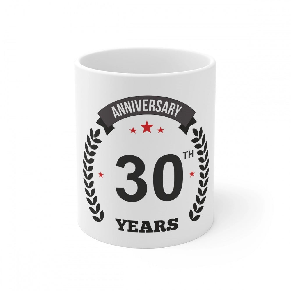 Ceramic 30th Anniversary Printed Coffee Mug (Color: White, Capacity:330ml) - GillKart