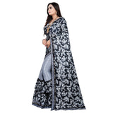 Women's Lycra Blend Saree with Blouse (Grey, 5-6 Mtrs) - GillKart