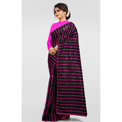 Women's Vichitra Saree with Blouse (Pink, 5-6 Mtrs) - GillKart