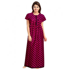 GillkartWomen's Cotton Printed Maxi Nighty (Pink) - GillKart