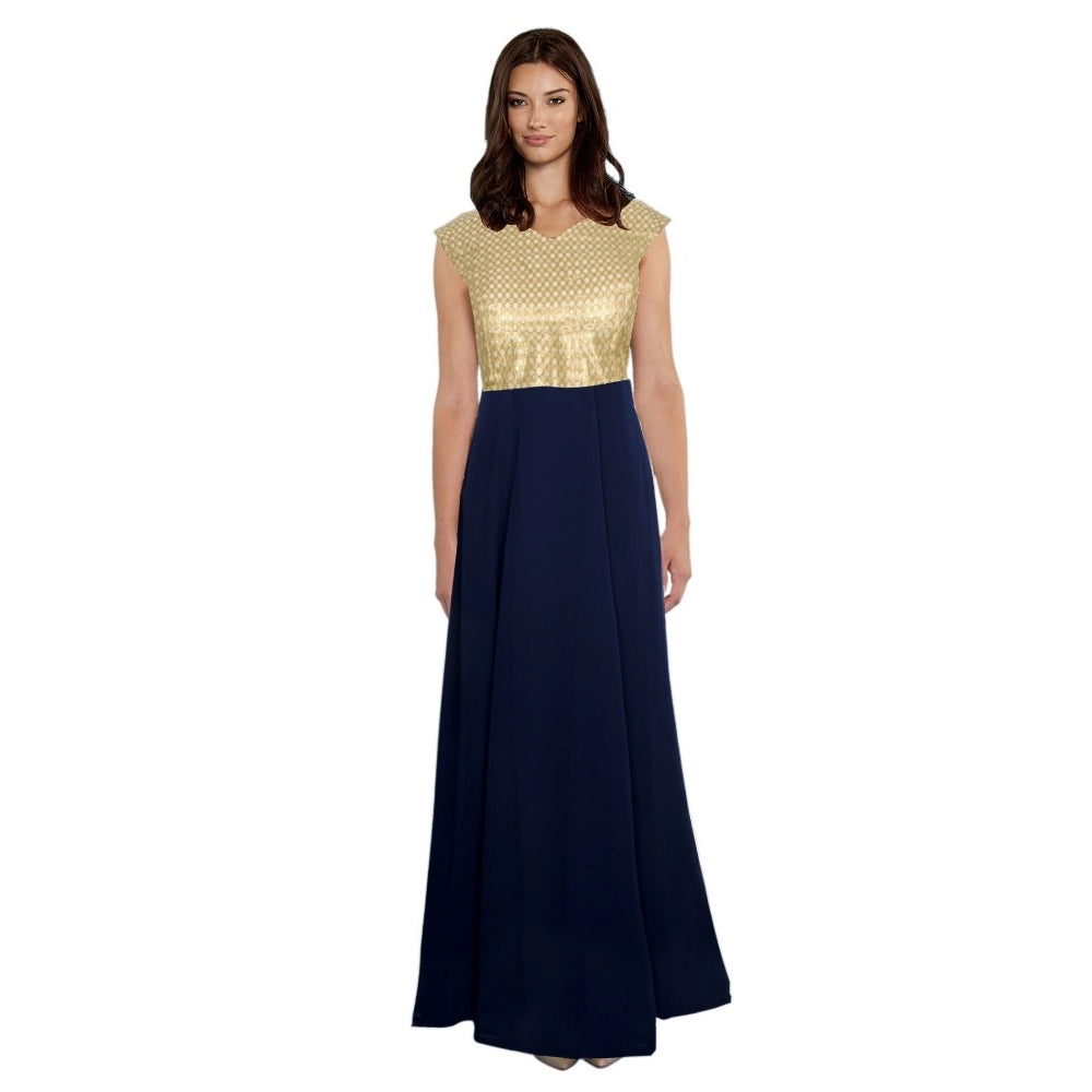 Women's Gorgee Western Wear Flare Long Gown (Blue) - GillKart