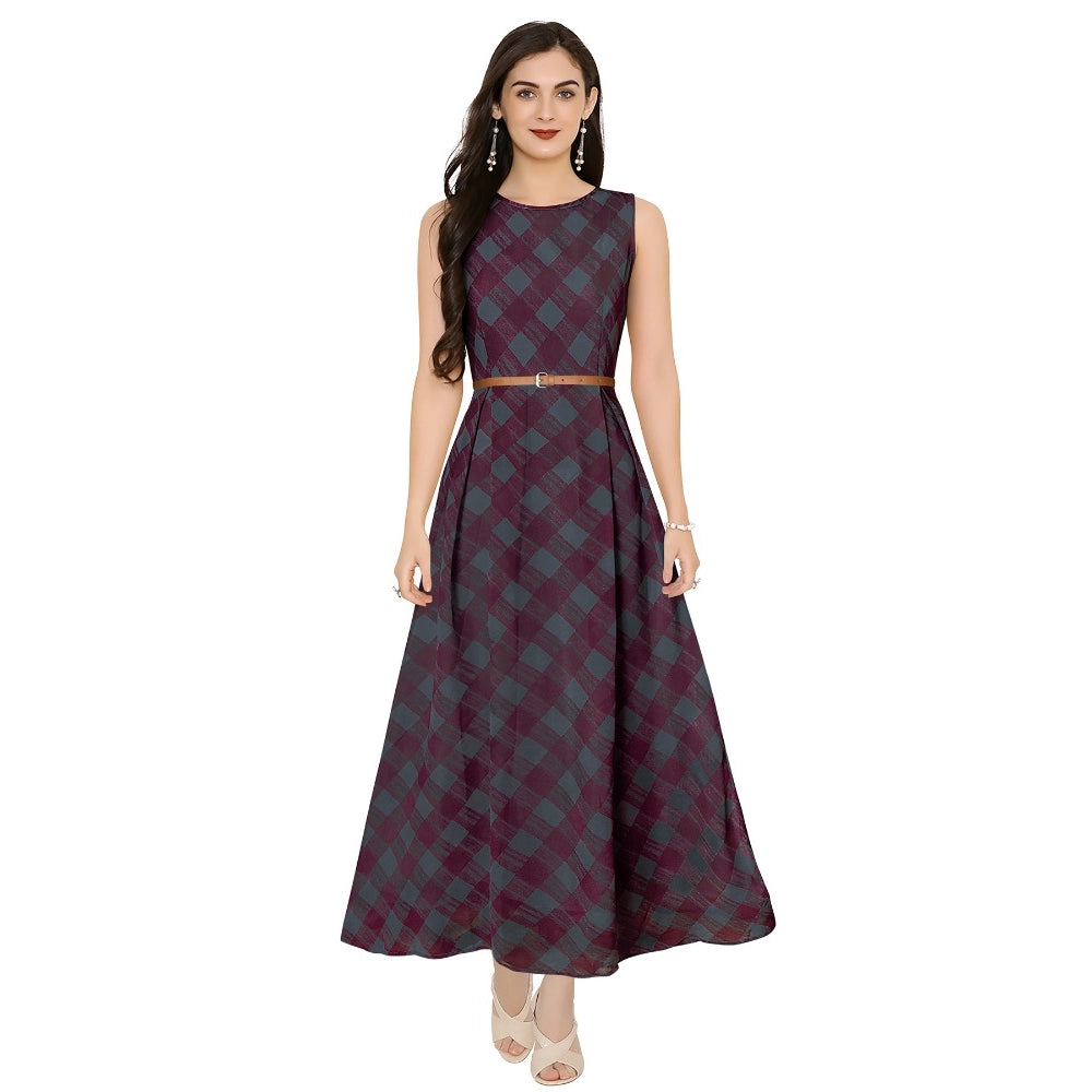 Women's Georgette Western Wear Flare Long Gown (Maroon) - GillKart