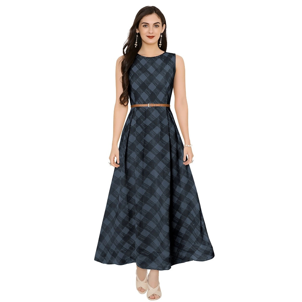 Women's Georgette Western Wear Flare Long Gown (Black) - GillKart