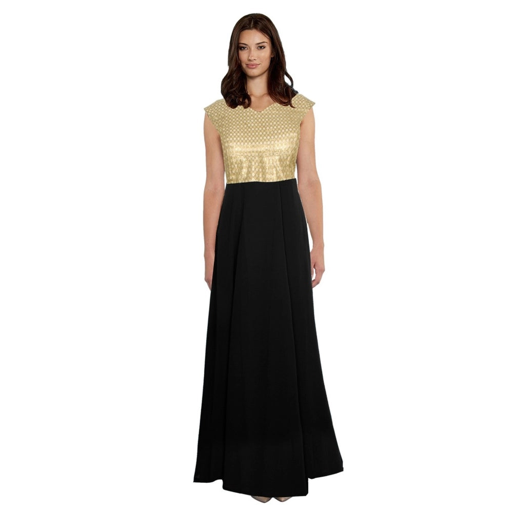 Women's Gorgee Western Wear Flare Long Gown (Black) - GillKart