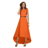 Women's Taffeta Silk Western Wear Flare Long Gown (Orange) - GillKart