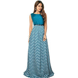 Women's Taffeta Western Wear Flare Long Gown (Sea Green) - GillKart