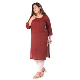 Women's Office wear Bandhini Printed Capsule Straight Kurti (Maroon) - GillKart