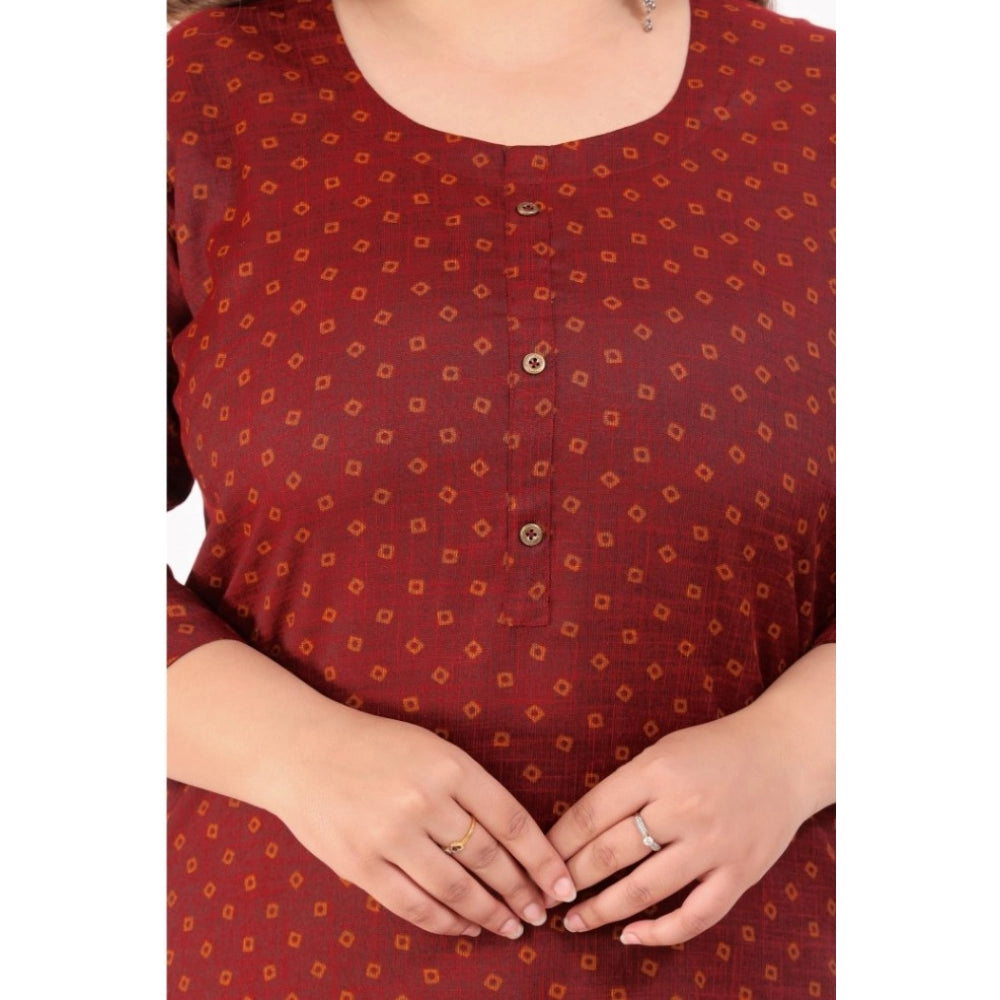 Women's Office wear Bandhini Printed Capsule Straight Kurti (Maroon) - GillKart