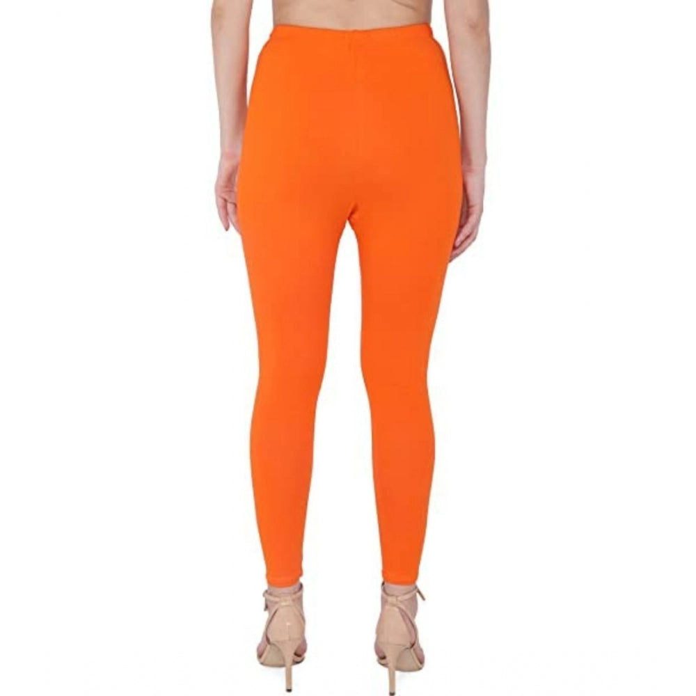 Womens Cotton Stretchable Skin Fit Ankle Length Leggings Orange