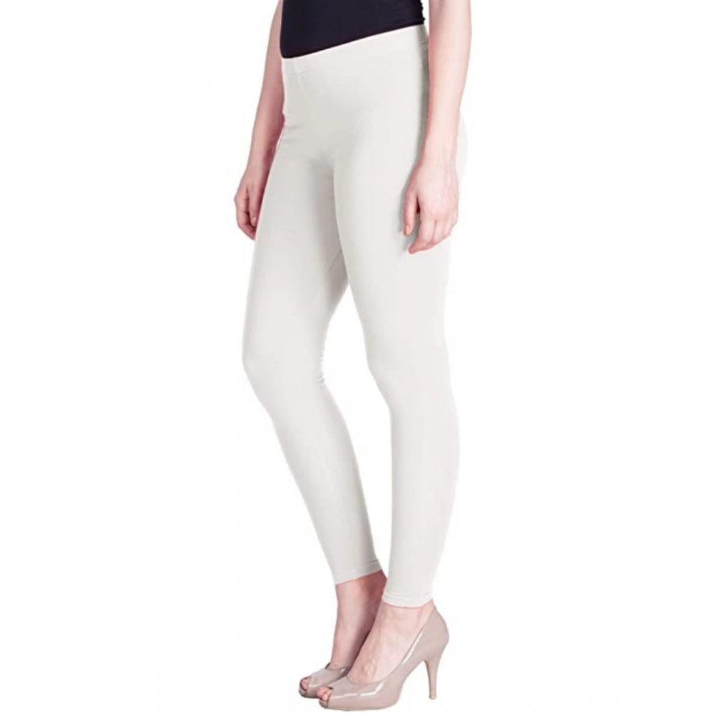 Women's Cotton Stretchable Skin Fit Ankle Length Leggings (White)