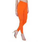 Womens Cotton Stretchable Skin Fit Ankle Length Leggings Orange