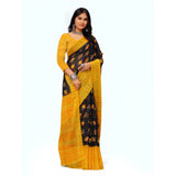 Women's Georgette Printed Saree With Unstitched Blouse (Yellow) - GillKart