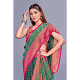 Women's Viscose Rayon Printed Saree With Unstitched Blouse (Rama) - GillKart