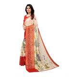 Women's Viscose Rayon Printed Saree With Unstitched Blouse (Red) - GillKart