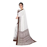 Women's Georgette Printed Saree With Unstitched Blouse (Coffee) - GillKart