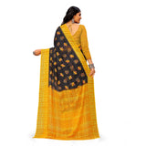 Women's Georgette Printed Saree With Unstitched Blouse (Yellow) - GillKart