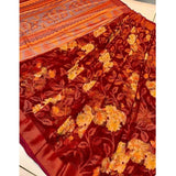 Women's Viscose Rayon Printed Saree With Unstitched Blouse (Maroon) - GillKart