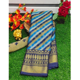 Women's Viscose Rayon Printed Saree With Unstitched Blouse (Blue) - GillKart