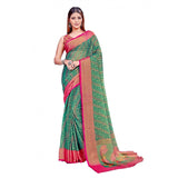 Women's Viscose Rayon Printed Saree With Unstitched Blouse (Rama) - GillKart