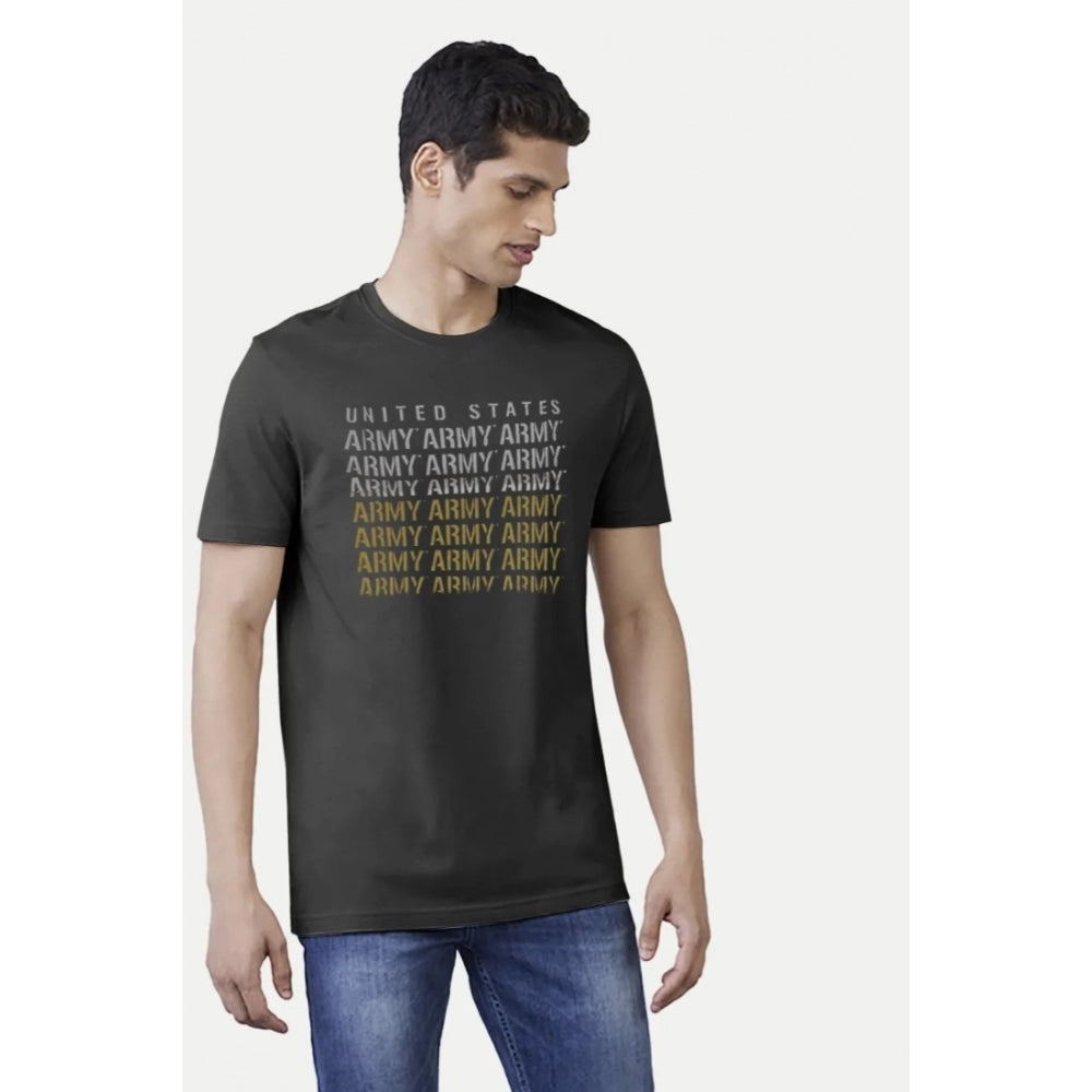 Men's Casual Half sleeve Printed Cotton Crew Neck T-shirt (Black) - GillKart