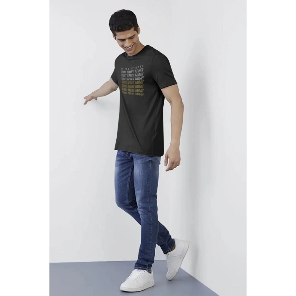 Men's Casual Half sleeve Printed Cotton Crew Neck T-shirt (Black) - GillKart