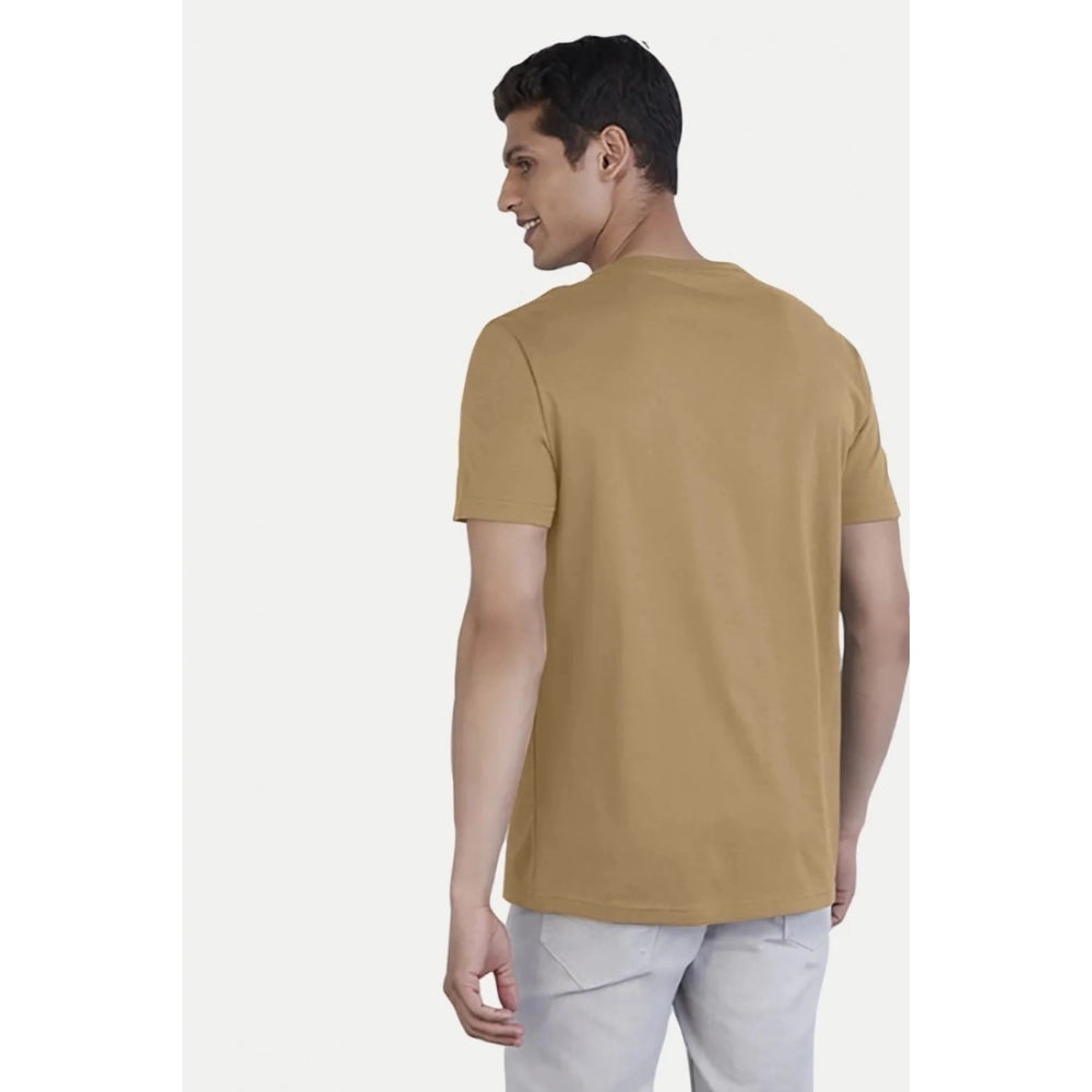 Men's Casual Half sleeve Digital Printed Cotton Crew Neck T-shirt (Sand) - GillKart