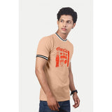 Men's Casual Half sleeve Printed Cotton Crew Neck T-shirt (Coral) - GillKart