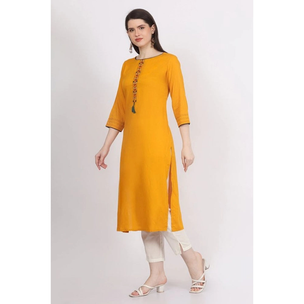 Women's Casual 3/4 Sleeve Viscose Rayon Printed Kurti (Yellow) - GillKart