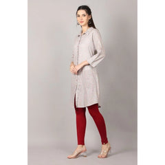 Women's Casual 3/4 Sleeve Cotton Blend Printed Kurti (Grey) - GillKart