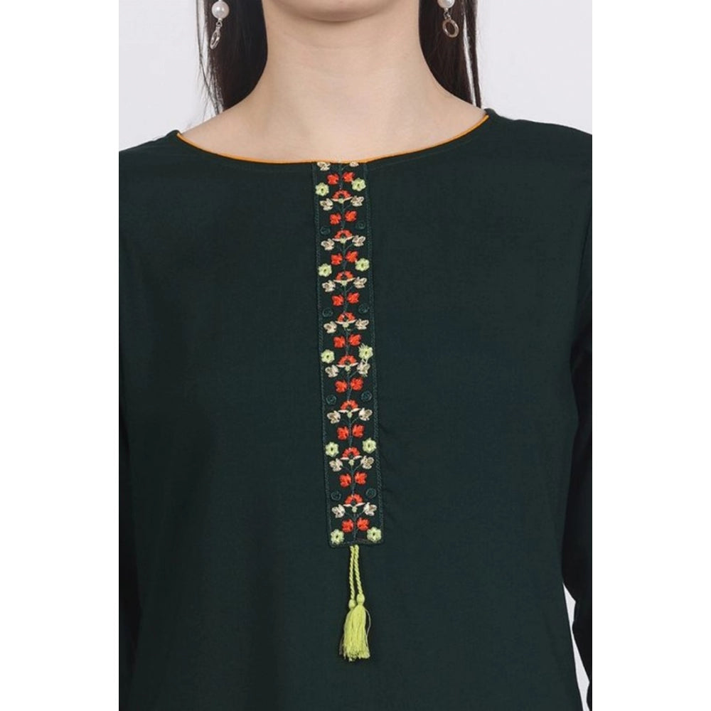 Women's Casual 3/4 Sleeve Viscose Rayon Printed Kurti (Green) - GillKart