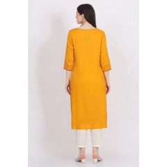 Women's Casual 3/4 Sleeve Viscose Rayon Printed Kurti (Yellow) - GillKart