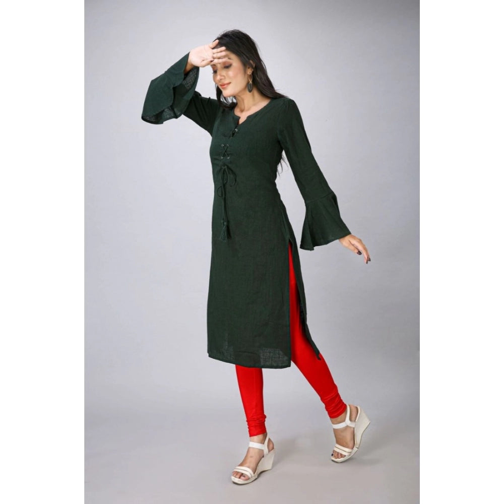 Women's Casual Full Sleeve Viscose Rayon Printed Kurti (Dark Green) - GillKart