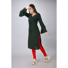 Women's Casual Full Sleeve Viscose Rayon Printed Kurti (Dark Green) - GillKart