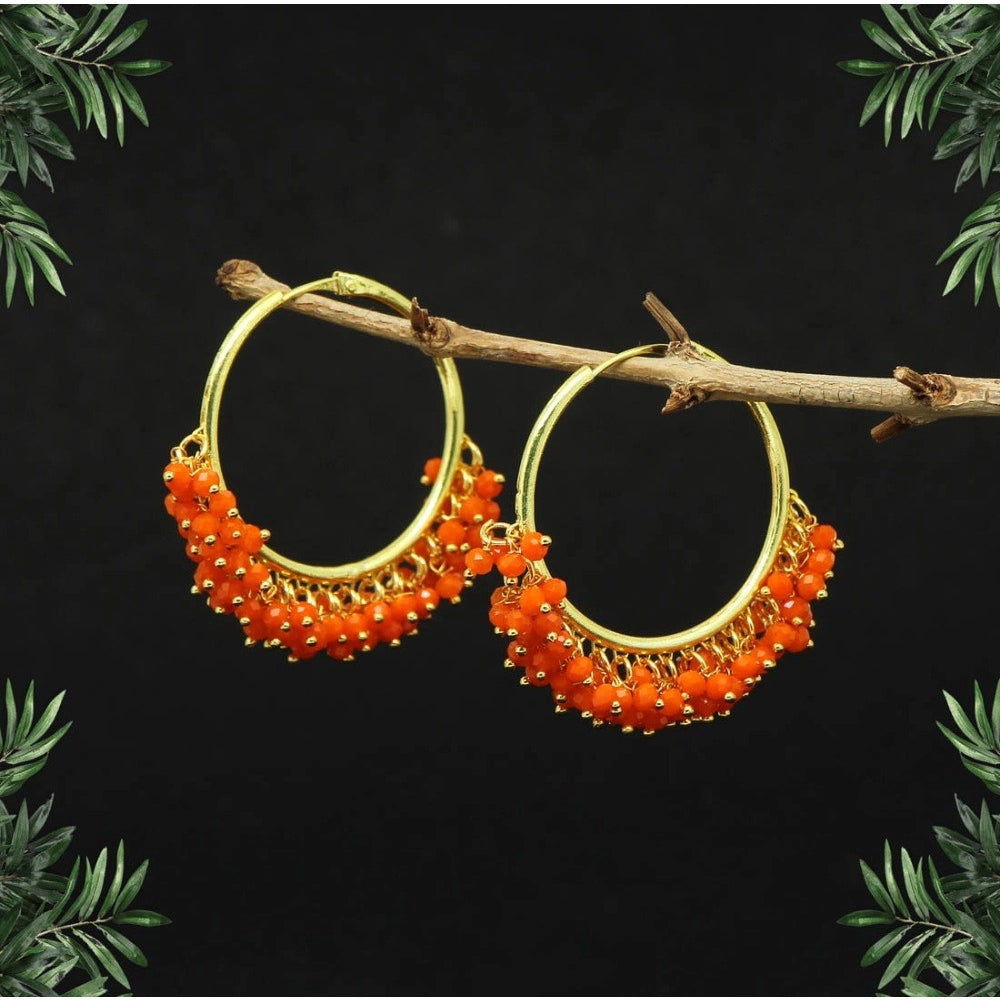 Women's Orange Color Antique Hoop Earrings - GillKart