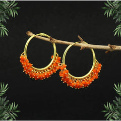 Women's Orange Color Antique Hoop Earrings - GillKart