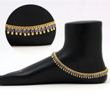 Women's Blue Color Rhinestone Anklets (Free Size: Upto 10&quot;) - GillKart