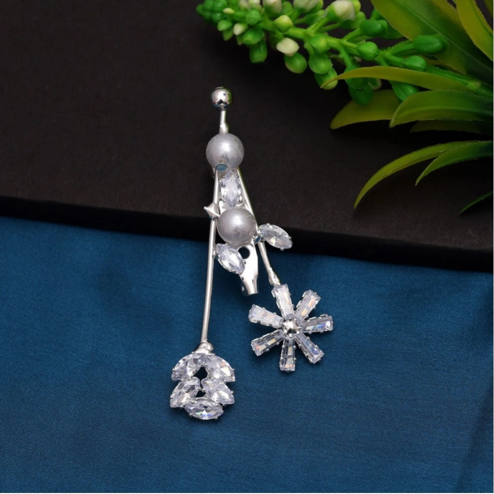 Women's Silver Color Brooch Use Burkha Pin &amp; Dupatta / Saree Pin - GillKart