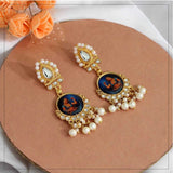 Women's Multi Color Kundan Kundan Earrings - GillKart