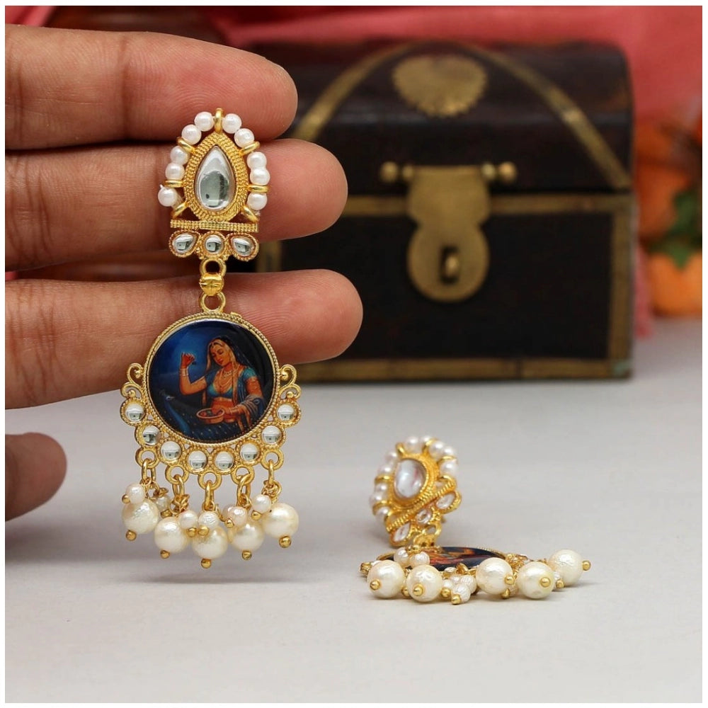 Women's Multi Color Kundan Kundan Earrings - GillKart