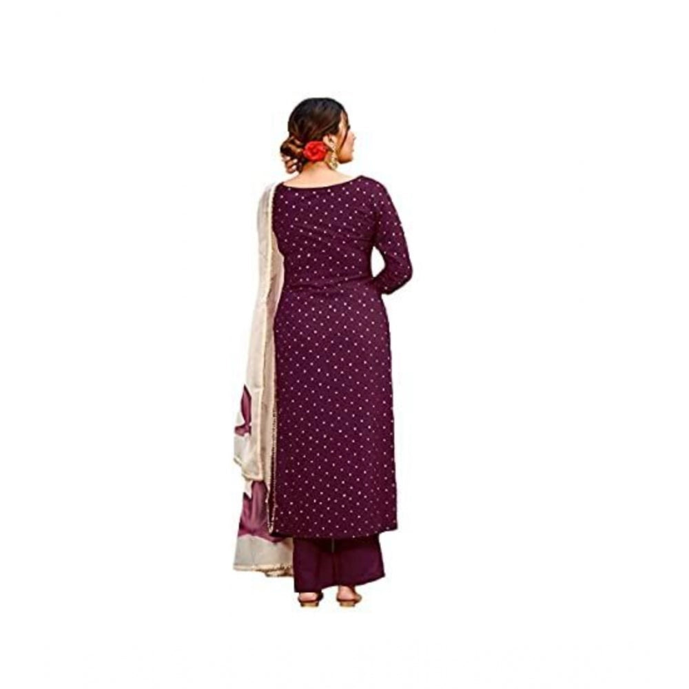 Women's Casual 3/4th Sleeve Polka Print Cotton Kurti Set (Wine) - GillKart