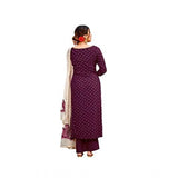 Women's Casual 3/4th Sleeve Polka Print Cotton Kurti Set (Wine) - GillKart