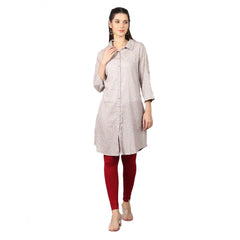 Women's Casual 3/4 Sleeve Cotton Blend Printed Kurti (Grey) - GillKart