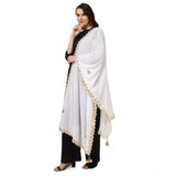 Women's Velvet Gotta Patti Dupatta (White, Length: 2.25 to 2.50 Mtr) - GillKart