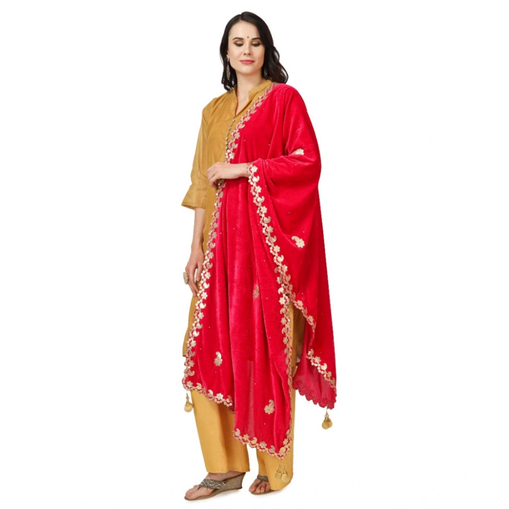 Women's Velvet Gotta Patti Dupatta (Pink, Length: 2.25 to 2.50 Mtr) - GillKart