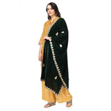 Women's Velvet Gotta Patti Dupatta (Green, Length: 2.25 to 2.50 Mtr) - GillKart