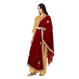 Women's Velvet Gotta Patti Dupatta (Maroon, Length: 2.25 to 2.50 Mtr) - GillKart