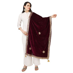 Women's Velvet Gotta Patti Dupatta (Purple, Length: 2.25 to 2.50 Mtr) - GillKart