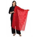 Women's Cotton Embroidered Dupatta (Red, Length: 2.25 to 2.50 Mtr) - GillKart