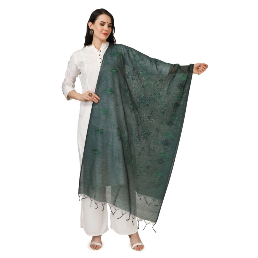 Women's Cotton Embroidered Dupatta (Green, Length: 2.25 to 2.50 Mtr) - GillKart